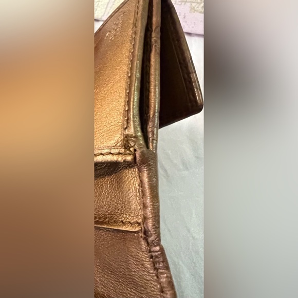 Gucci Long Wallet Brown Gold Bifold Checkbook Purse ID Cards Holders Womens Gift - Picture 2 of 13